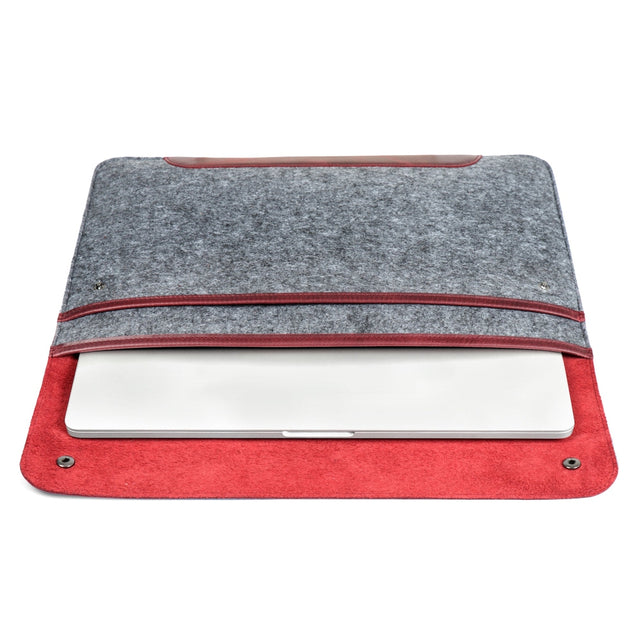 Leather and Fleece Sleeve Bag for MacBook Pro