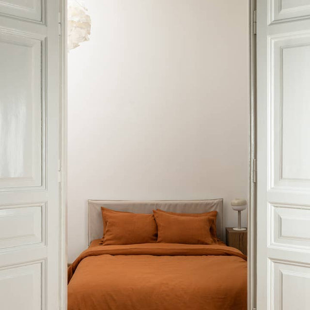 Cinnamon Washed Linen Duvet Cover