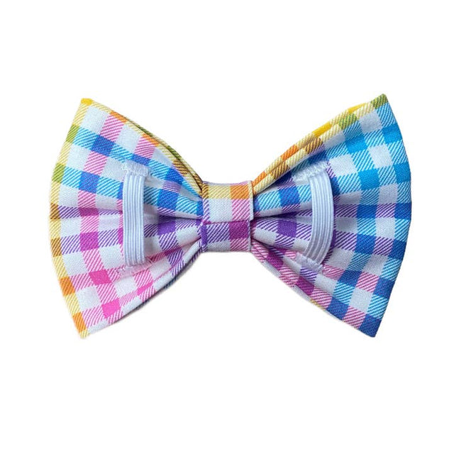 Bright Easter Plaid Dog Bowtie