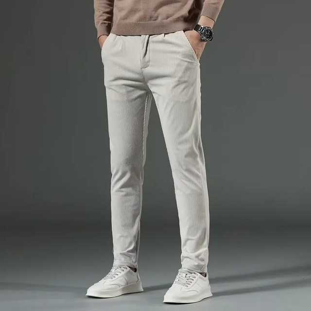 Casual Basic Solid Color Corduroy Straight Pants