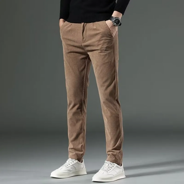 Casual Basic Solid Color Corduroy Straight Pants