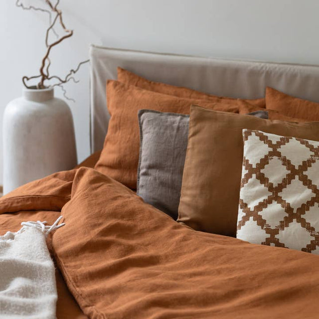 Cinnamon Washed Linen Duvet Cover