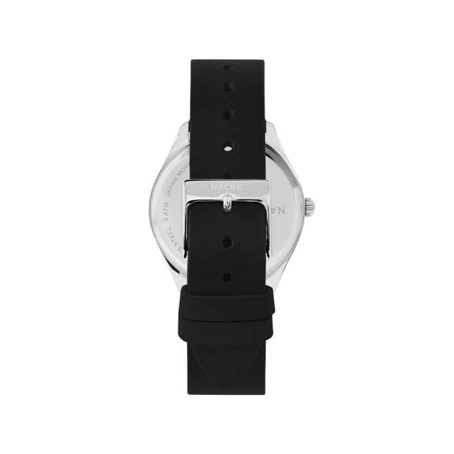 Lune Watch - Pearlized Dial Stainless Steel - Black Leather