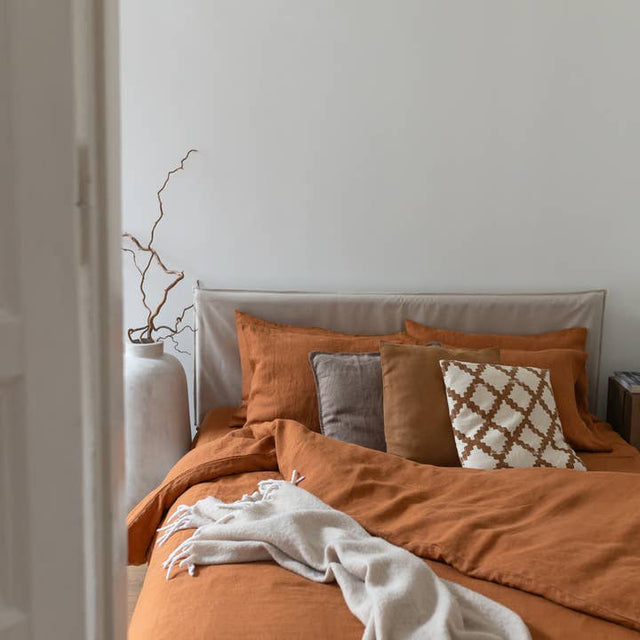 Cinnamon Washed Linen Duvet Cover