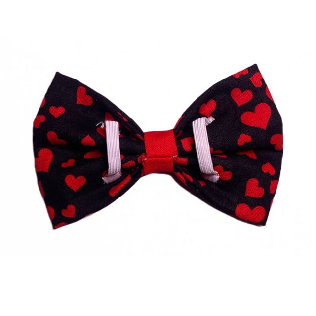 Red Hearts Dog Bowtie