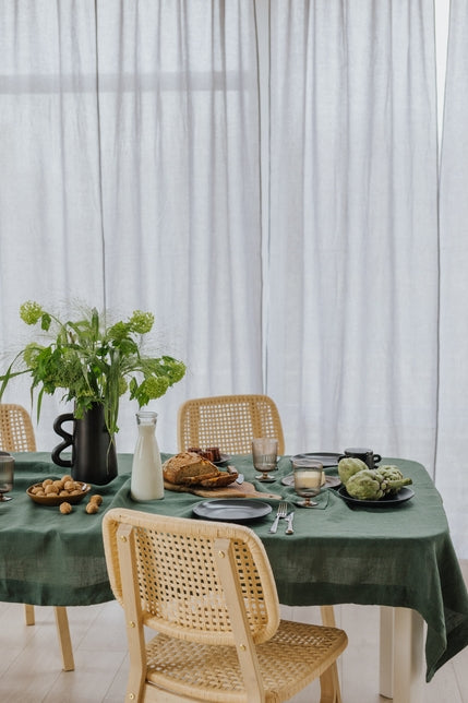 Forest Green Linen Tablecloth