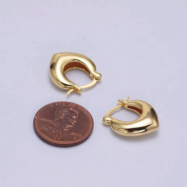 V-Shaped Dome Hoop Earrings