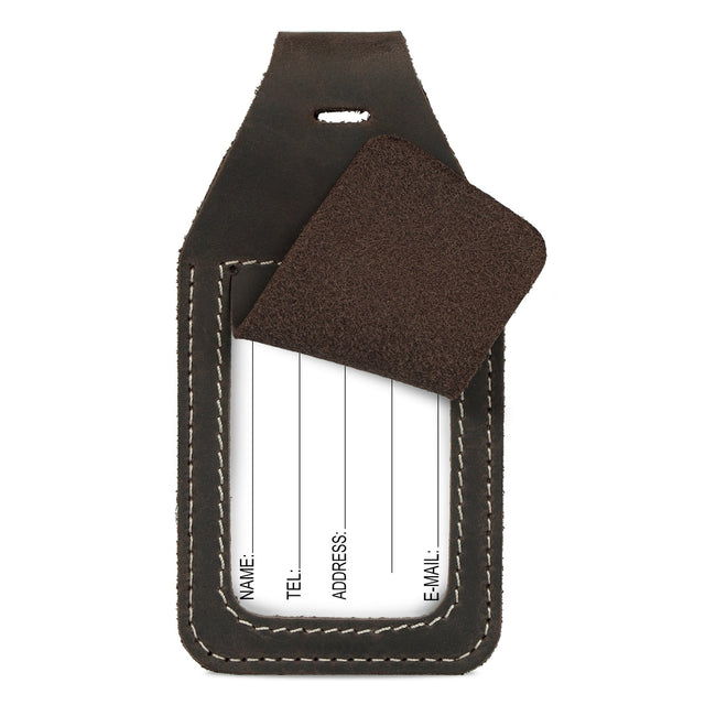 Leather Luggage Tag with AirTag Slot