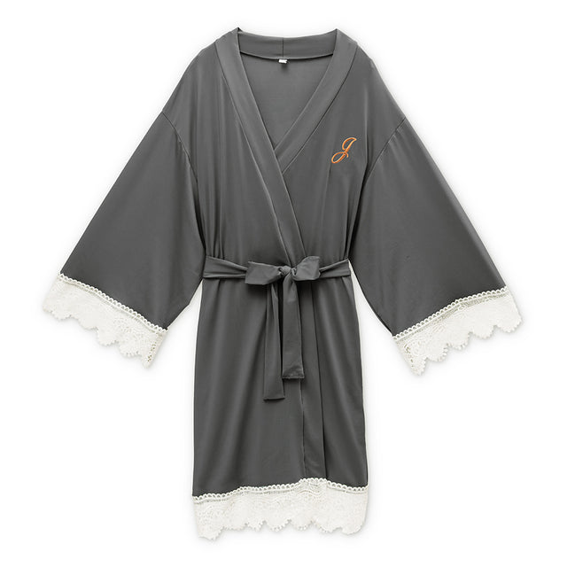 Jersey Knit Robe With Lace Trim