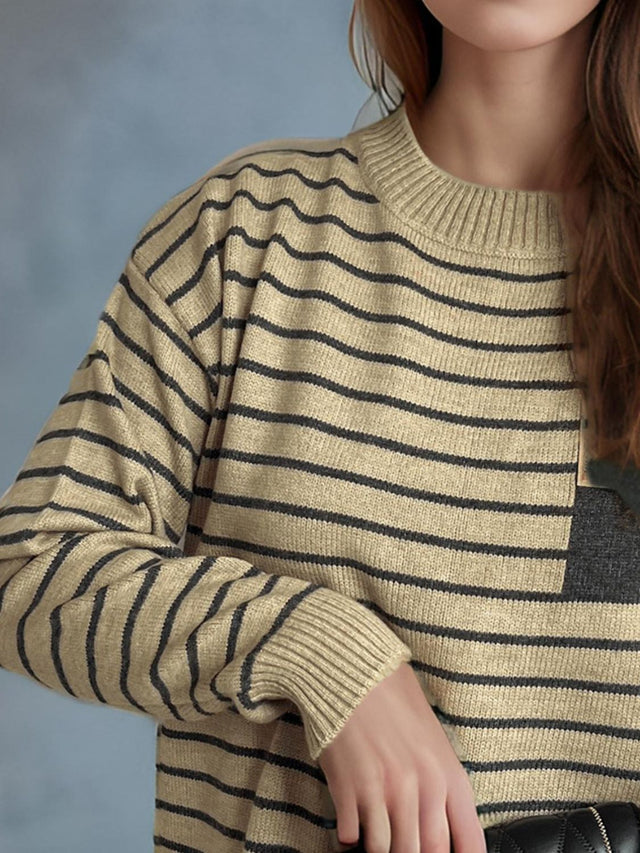 Striped Mock Neck Sweater