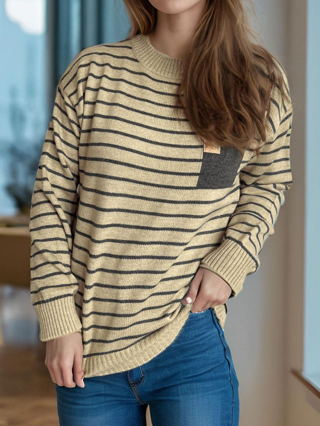 Striped Mock Neck Sweater