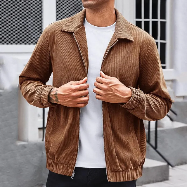 Casual Solid Color Corduroy Lapel Jacket