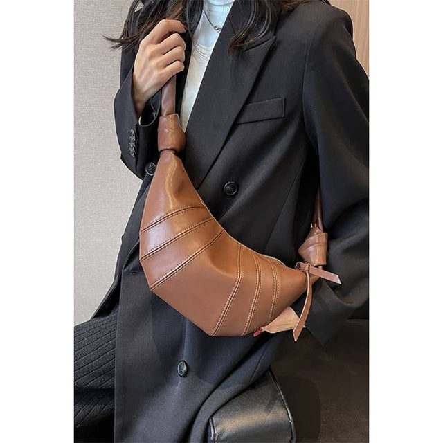 Vegan Leather Croissant Crossbody Shoulder Bag