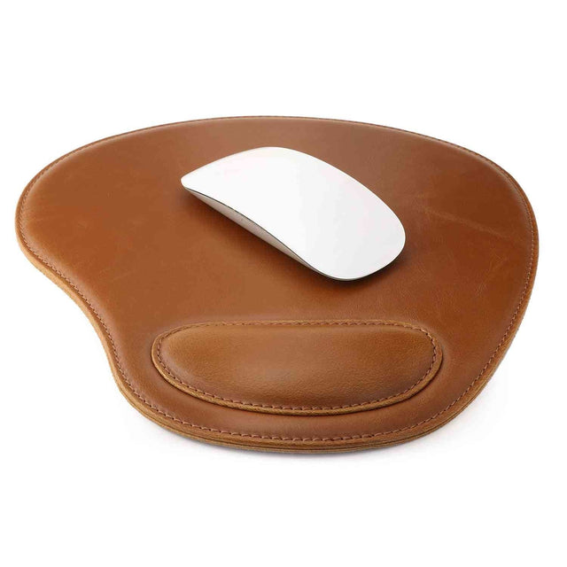 Leather Oval Mouse Pad with Wrist Rest