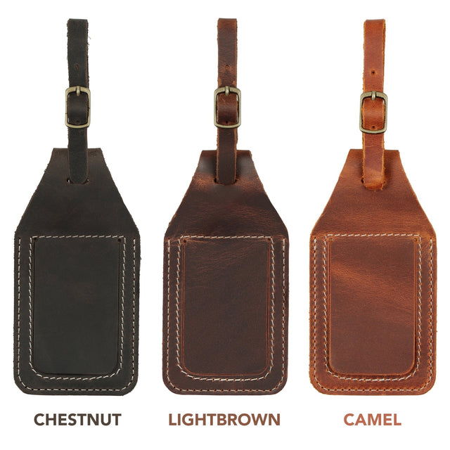 Leather Luggage Tag with AirTag Slot