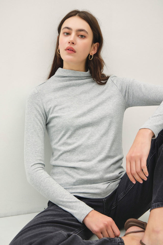 Mock Neck Long Sleeve T-Shirt