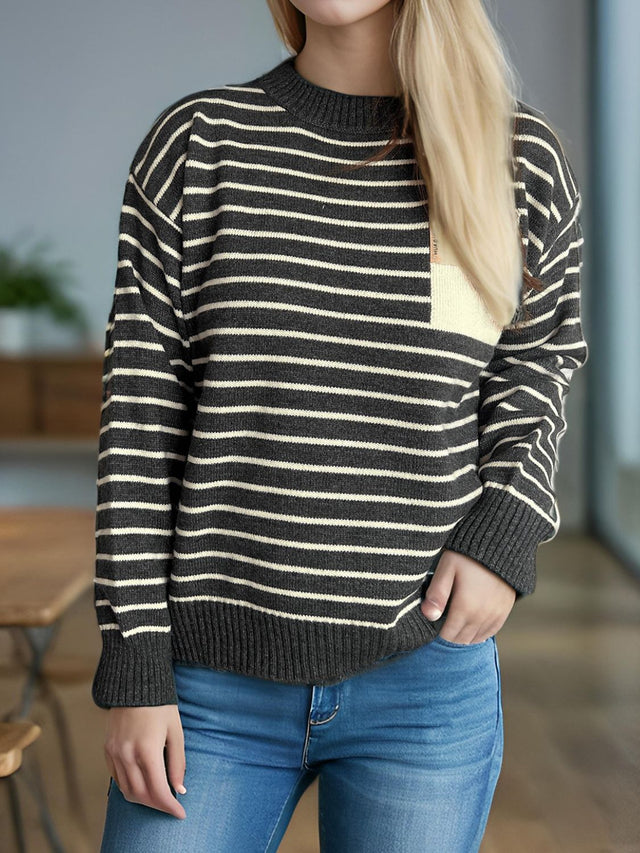 Striped Mock Neck Sweater