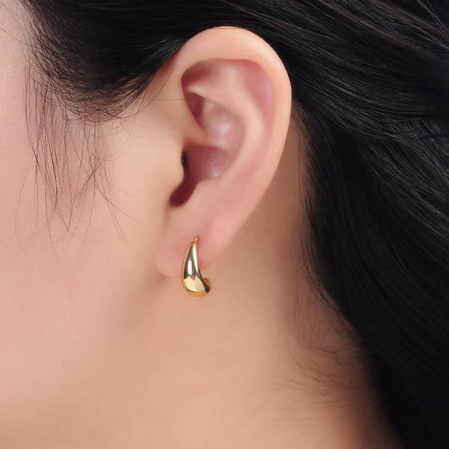 Dome J-Shaped Hoop Earrings