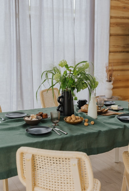 Forest Green Linen Tablecloth