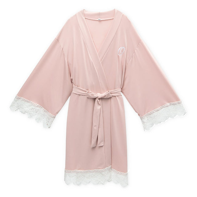 Jersey Knit Robe With Lace Trim