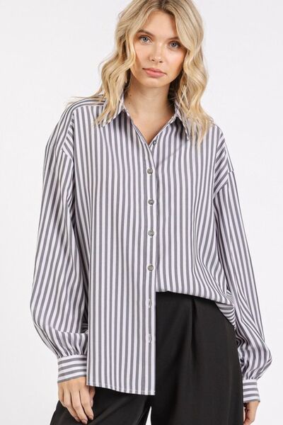 Button Down Striped Long Sleeve Shirt