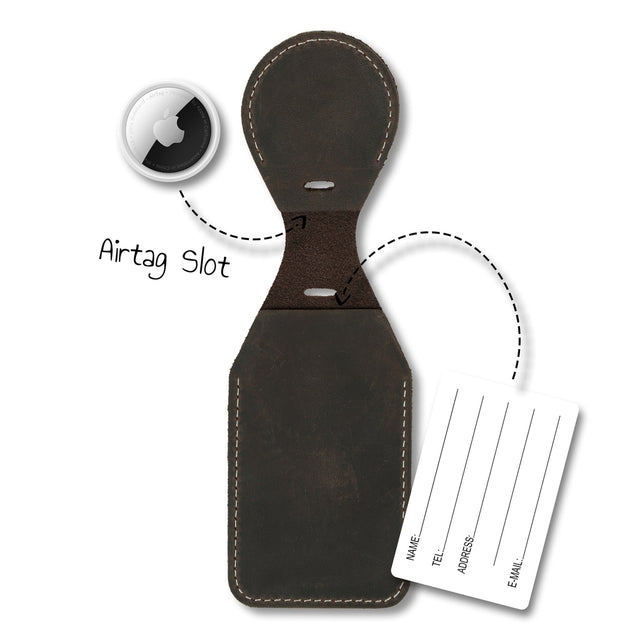 Leather Luggage Tag with AirTag Slot