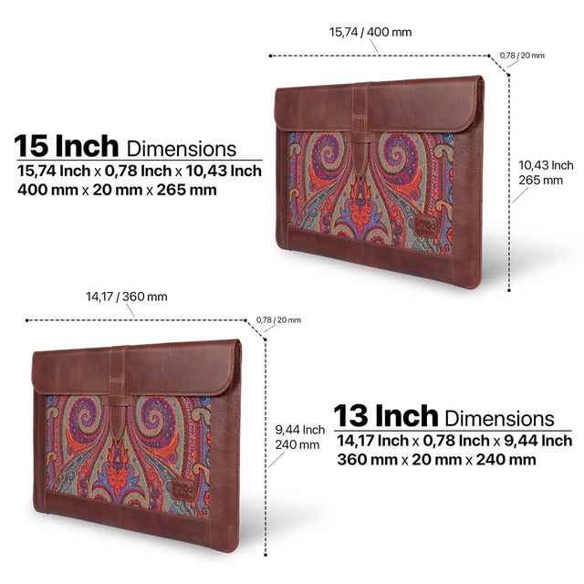 Leather Sleeve, Bohemian Bag for MacBook Pro