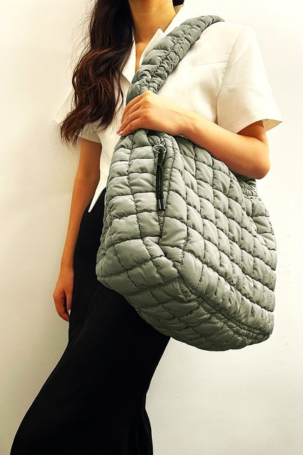 Oversized Quilted Carryall Crossbody Bag