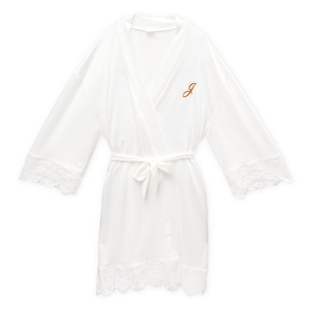 Jersey Knit Robe With Lace Trim