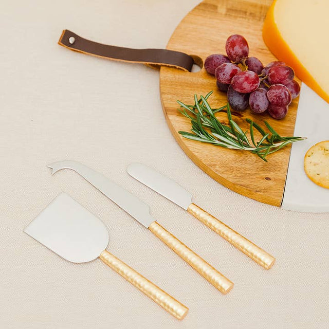 3-Piece Gold Handled Cheese Knife Set