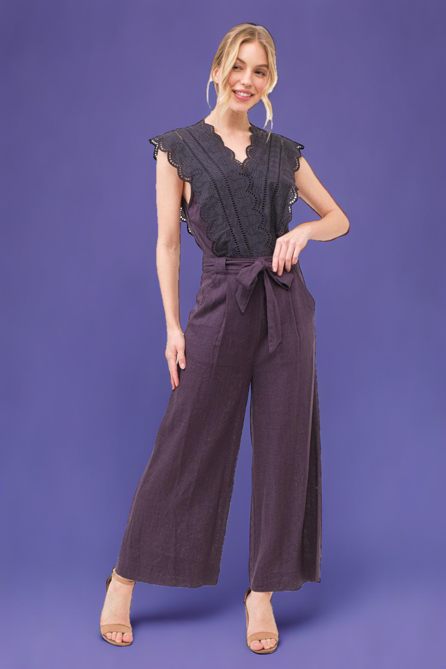 And The Why Laced Surplice Tie Waist Jumpsuit