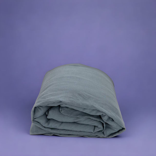 Dark Grey Washed Linen Duvet Cover