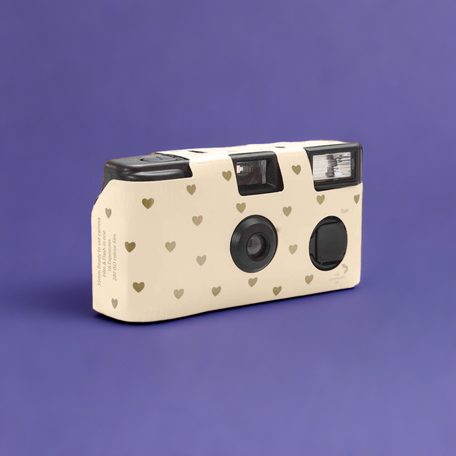 Disposable Camera With Flash - Gold Hearts