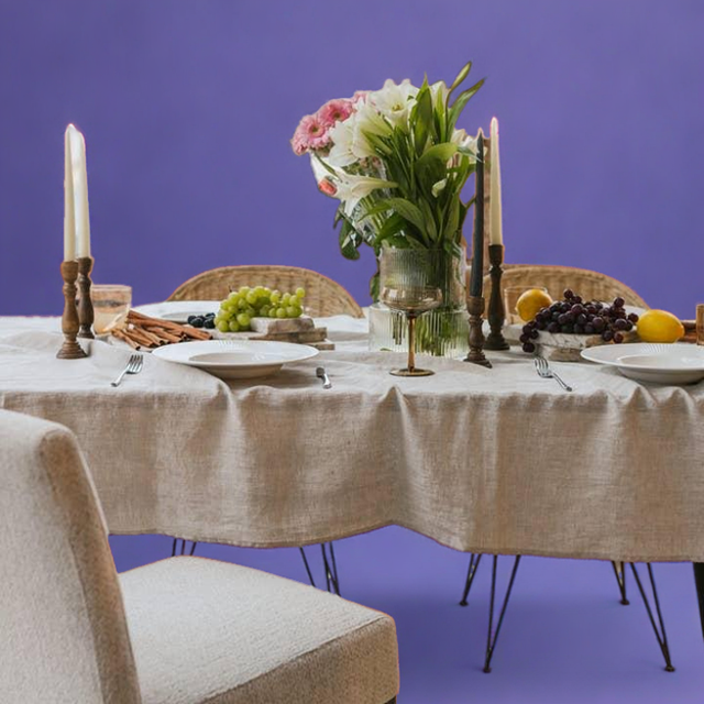 Natural Melange Linen Tablecloth