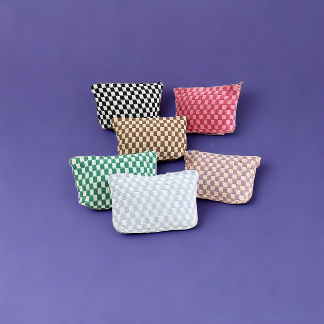 Checkered Makeup Pouch