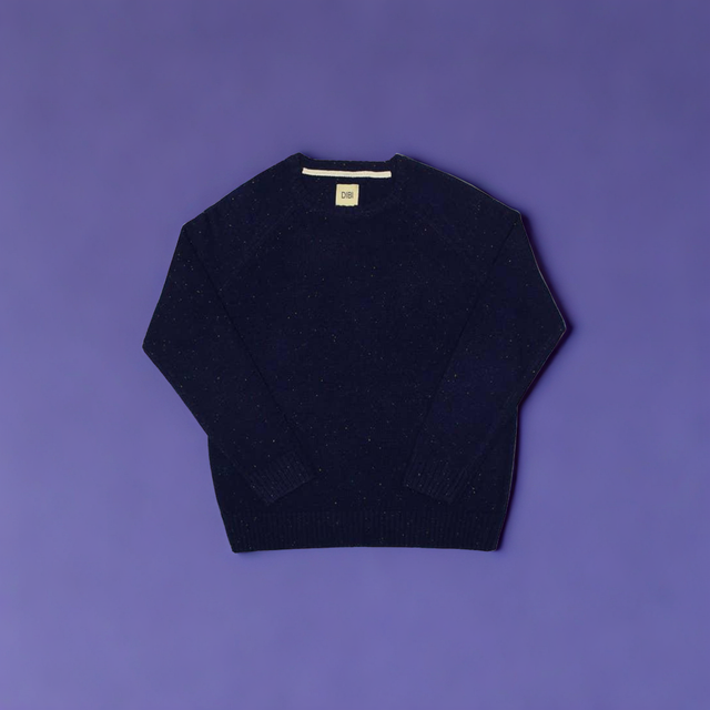 Navy Donegal Crewneck Sweater