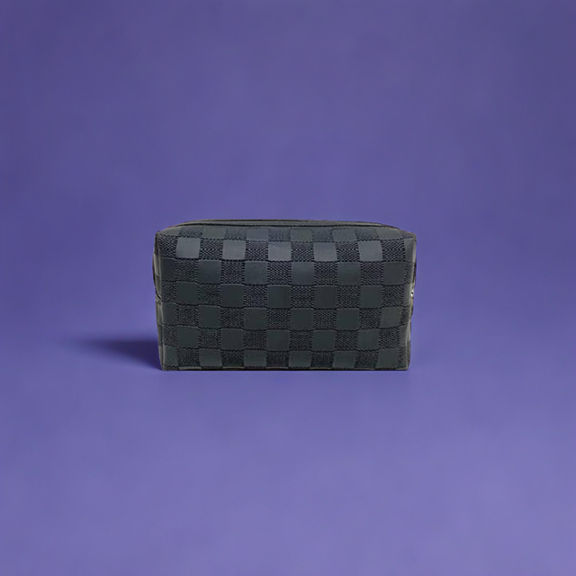 Checkered Cosmetic Makeup Pouch