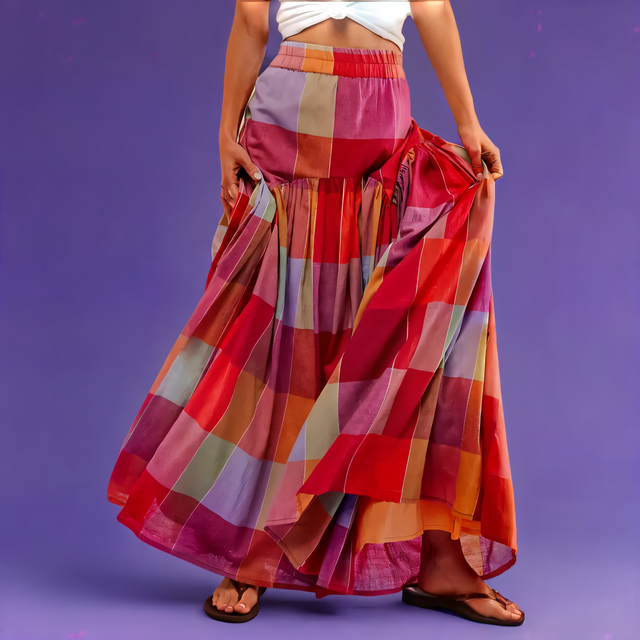 Color Block Maxi Skirt