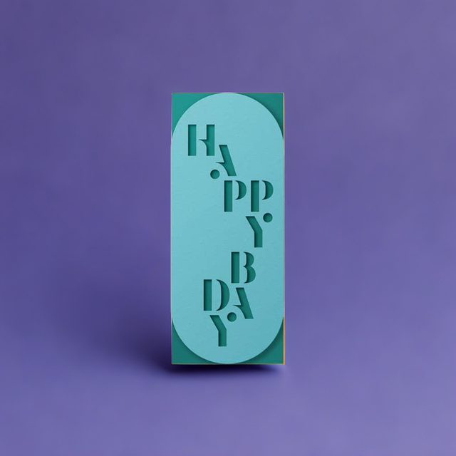 Happy Bday Slim Sleeve Card - Turquoise