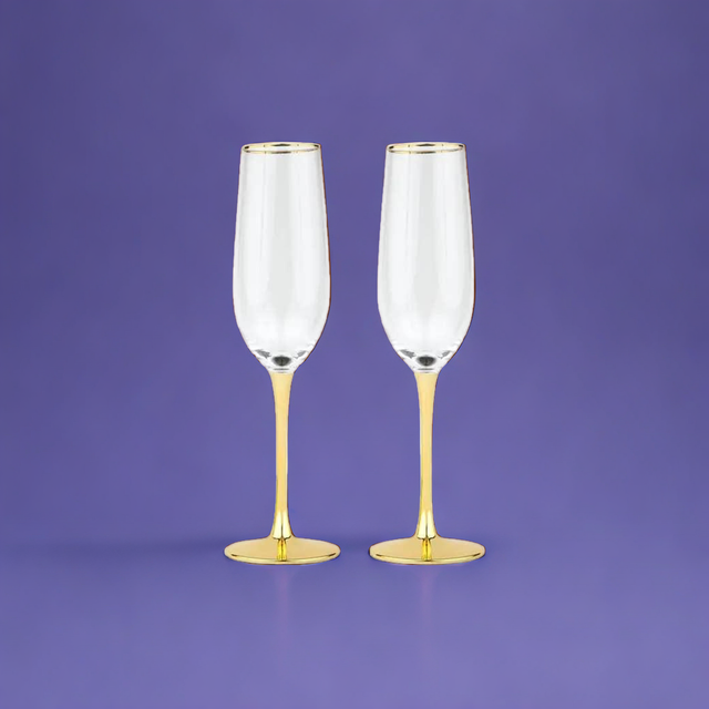 Gold Accented Champagne Flutes