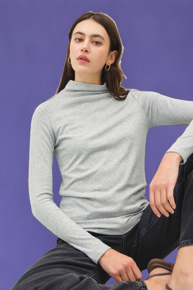 Mock Neck Long Sleeve T-Shirt