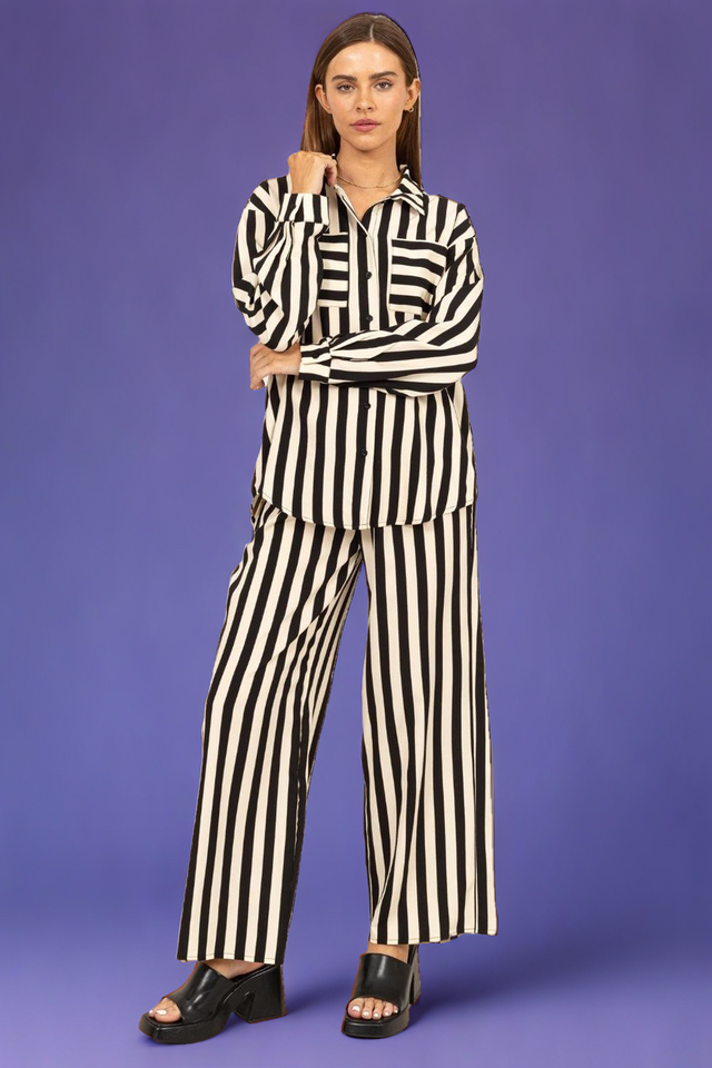 HYFVE Striped Button Up Shirt and Pants Set