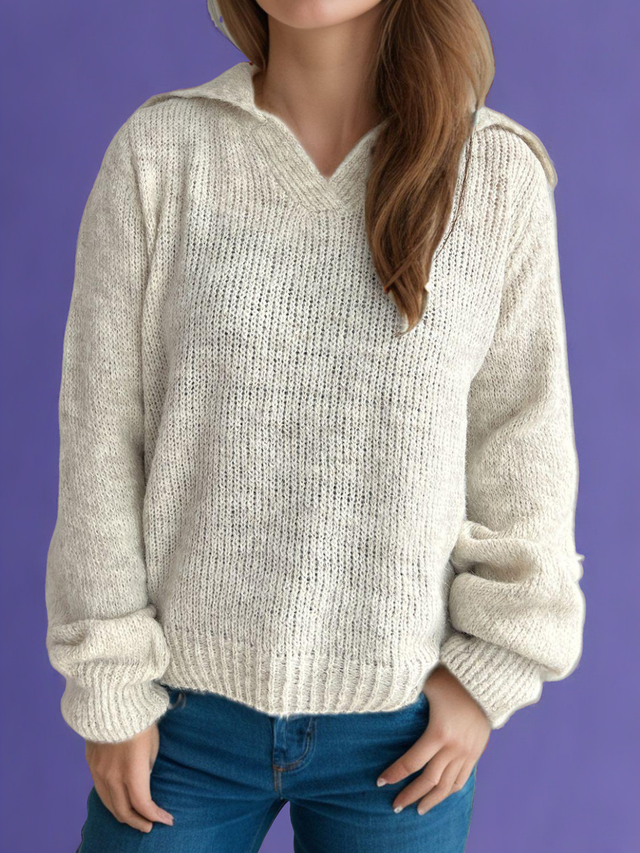 Collared Neck Long Sleeve Sweater