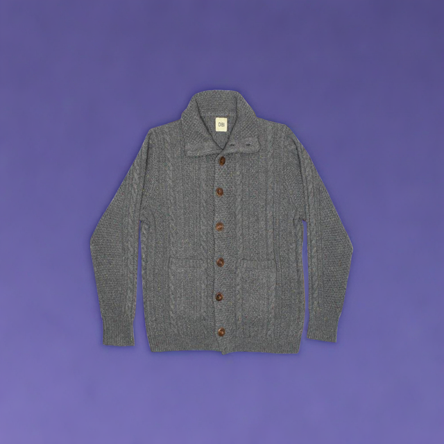 Grey Donegal Cardigan Sweater