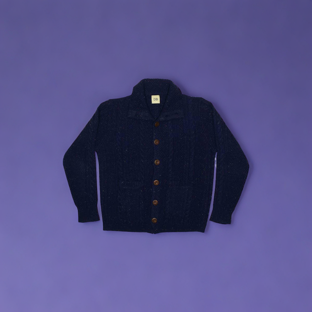 Navy Donegal Cardigan Sweater