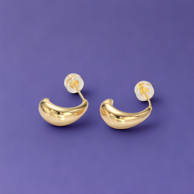 Dome J-Shaped Hoop Earrings