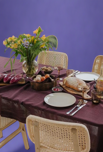 Deep Purple Linen Tablecloth