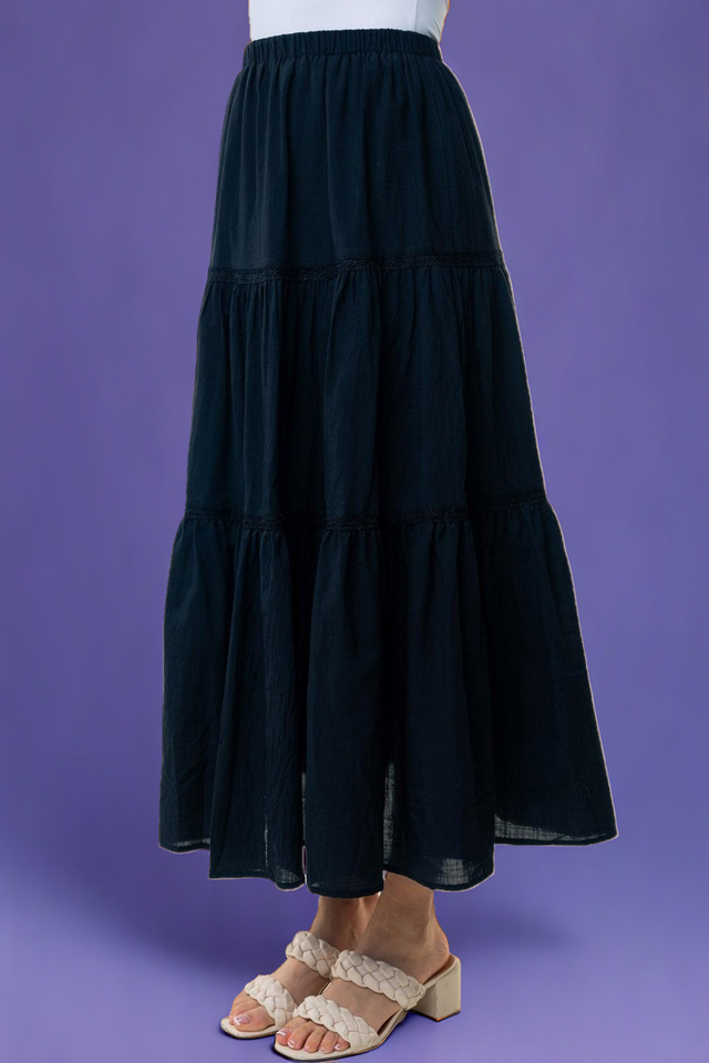 High Waisted Tiered Maxi Skirt