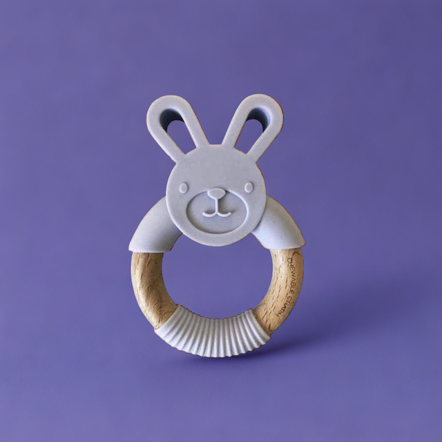 Bunny Silicone + Wood Teether - Lavender