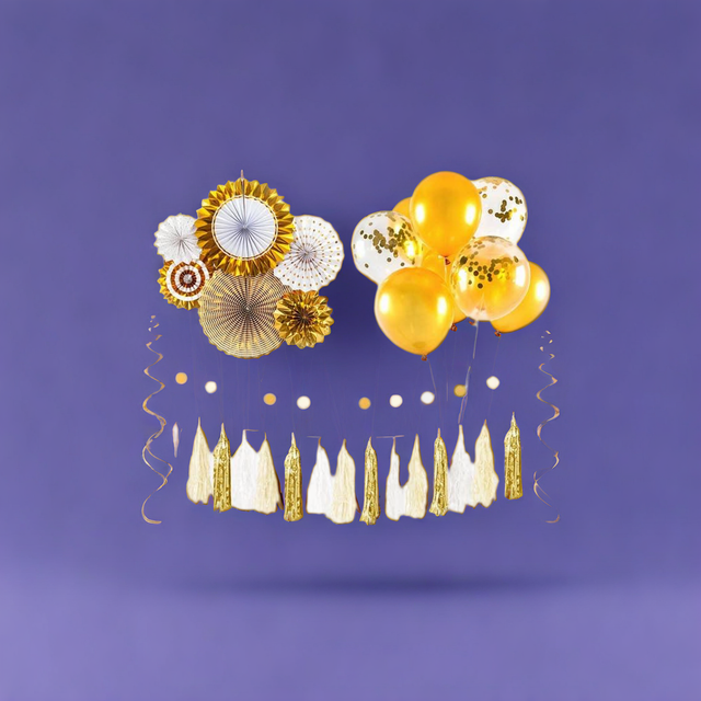 Assorted Party Decoration Kit - Gold & White